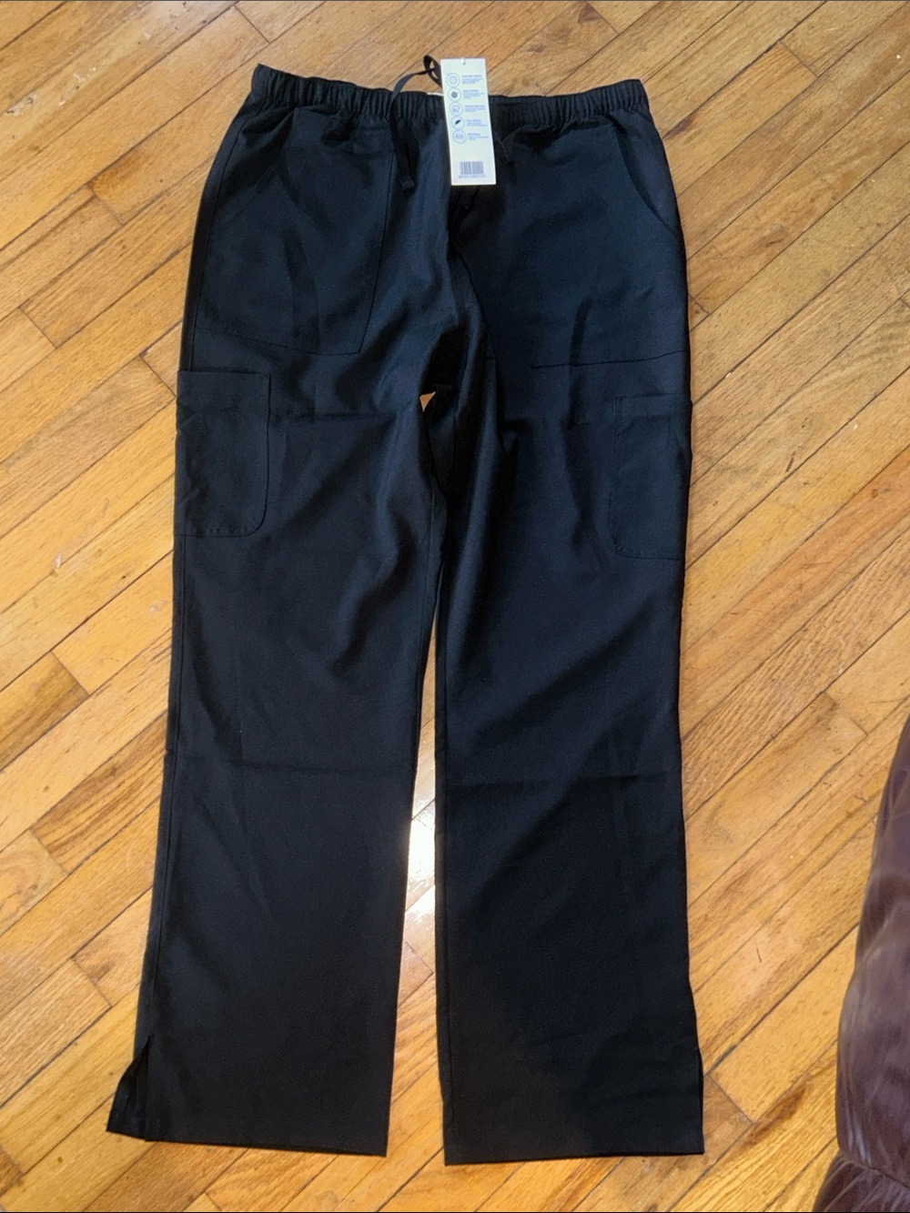 Medpia Nurse Black Cargo Work Pants - Elastic Waist